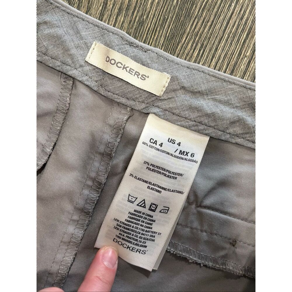 Dockers Womens Khaki Chino Pants Mid-Rise Wide Leg Cotton Blend Gray Size 4 - Picture 5 of 10